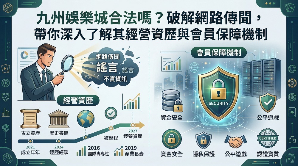 九州娛樂城合法嗎？破解網路傳聞，帶你深入了解其經營資歷與會員保障機制