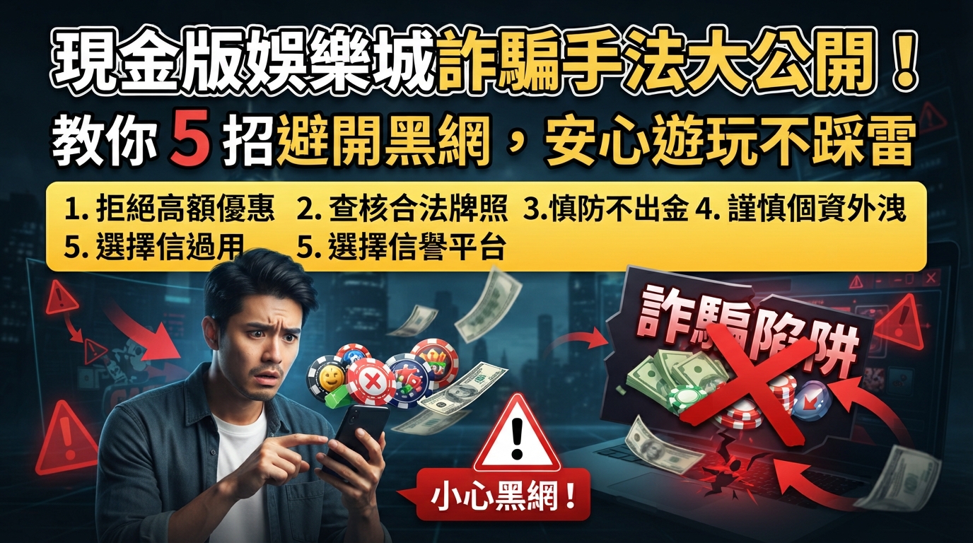 現金版娛樂城詐騙手法大公開！教你 5 招避開黑網，安心遊玩不踩雷