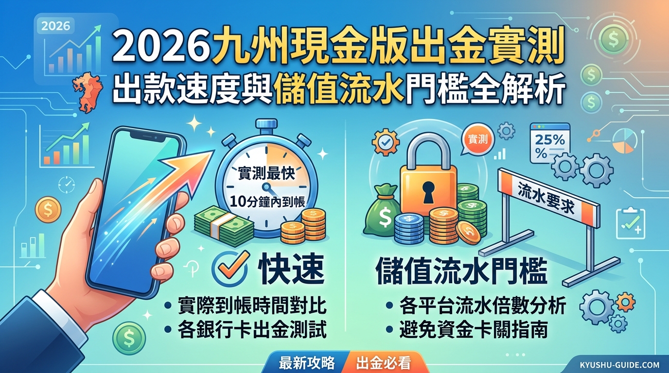 2026九州現金版出金實測：出款速度與儲值流水門檻全解析